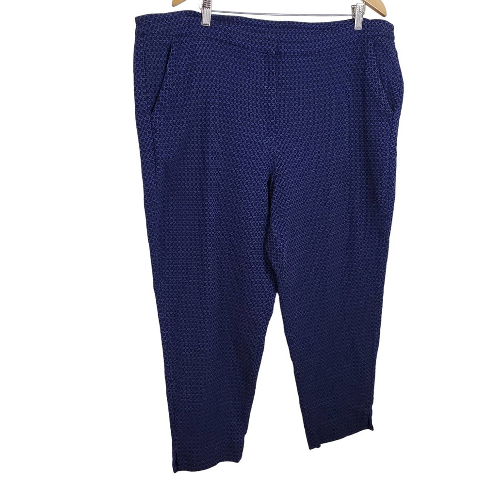 LANE BRYANT | CHINO PANTS GEOMETRIC PRINTED BLUE BLACK CURVY PLUS WOMEN'S 26